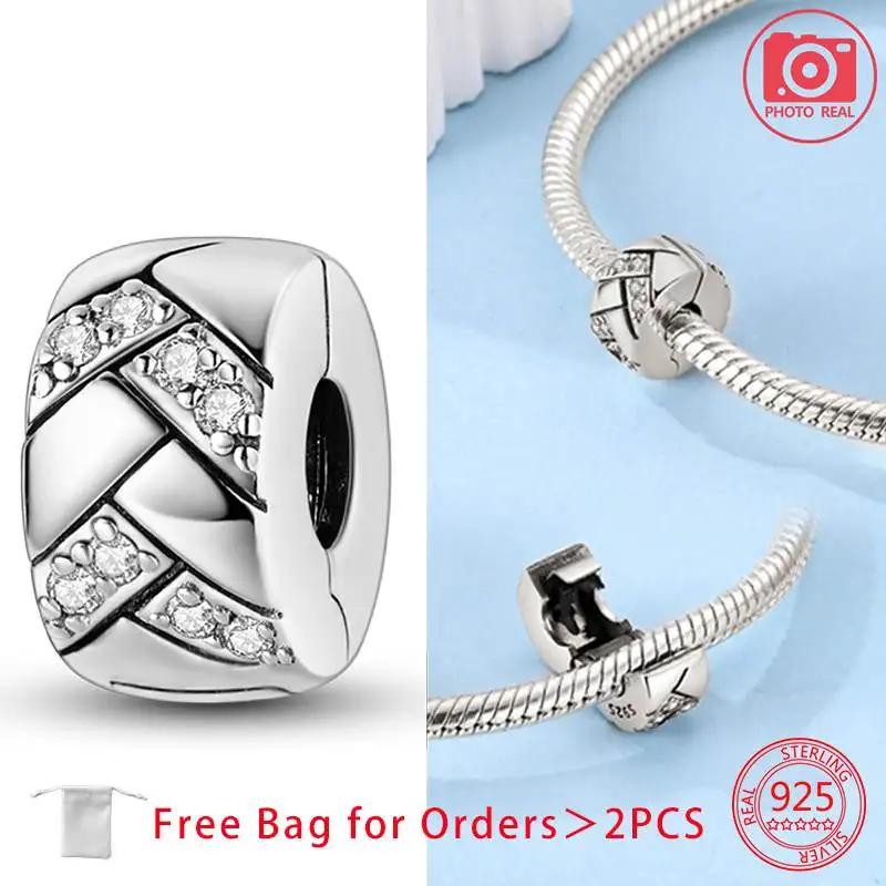 Clip Spacer Charm For Bracelet Clip Lock Stopper Bead Copper Spacer European Openable Sun Moon Star Beads Gift