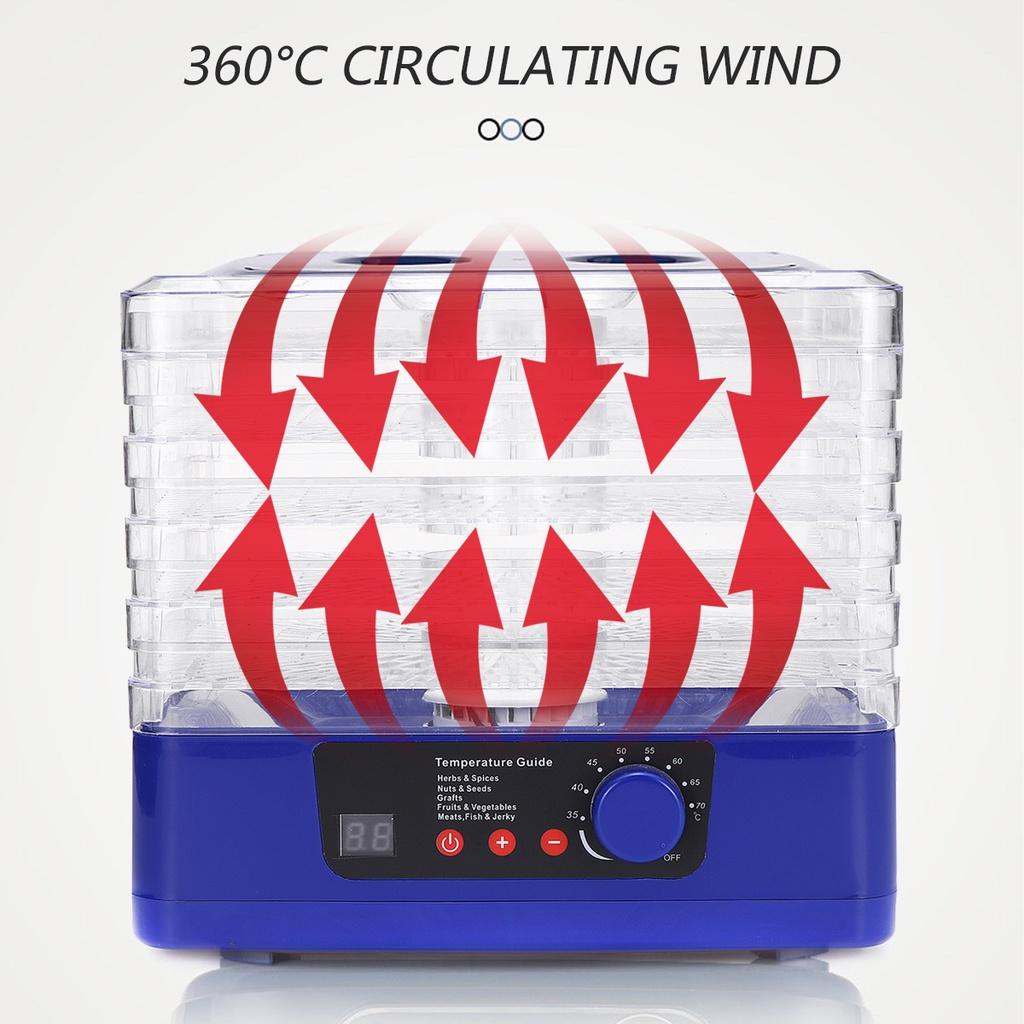 5 Layers Food Dehydrator Fruit Vegetables Herb Meat Dryer Food Electric Drying Machine DIY Pet Meat Snacks Temperature Control
