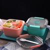 1100ml 1500ml Lunch Box Plastic Square Salad Box Food Storage Container   Office Worker