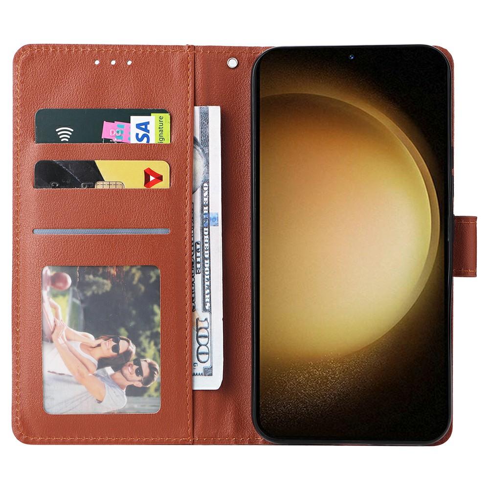 

For Samsung Galaxy S25+/S24+ Case Wallet Stand View PU Leather Phone Cover Brown