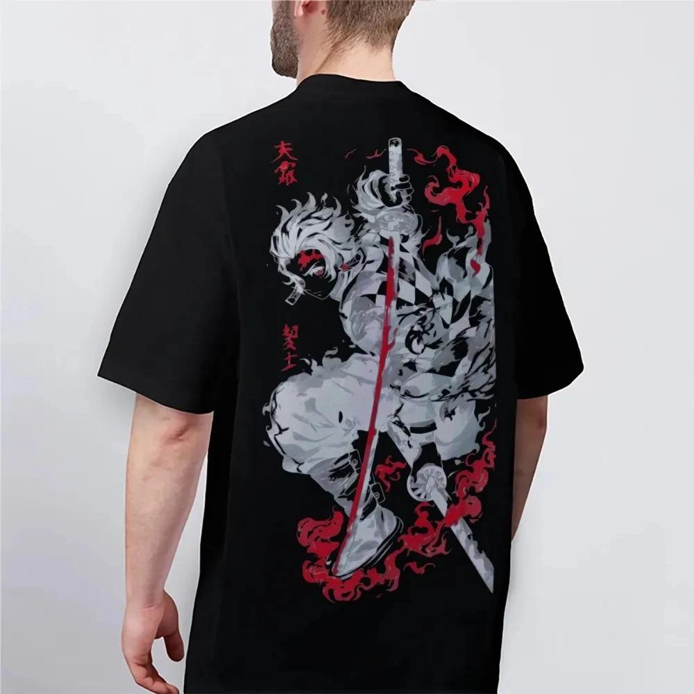 2026 Demon Slayer_ Kimetsu No Yaiba Cotton Unisex Round Neck Anime T-Shirt Men's and Women's Summer Fashion Breathable Street T-Shirt