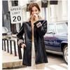 Herbst und Winter Damen Fleece Lederjacke lässige Fleece mittellange und lange Lederjacke Damenjacke