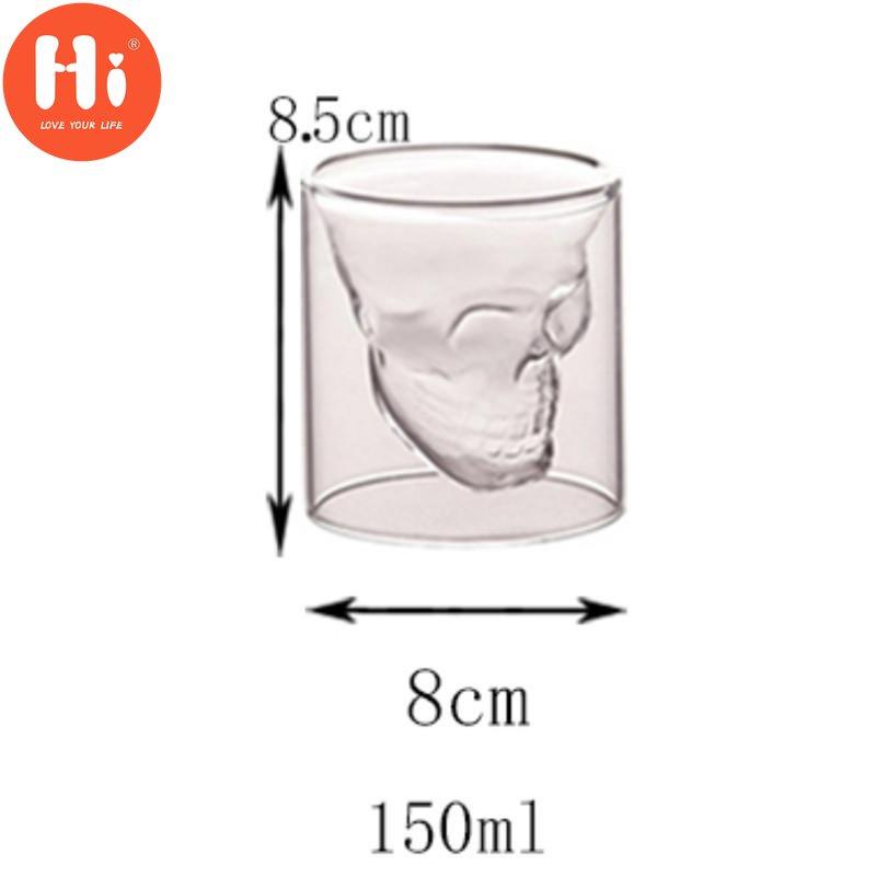 Hi Coffee Mug Double Crystal Skull Head Glass Cup Whisky Wine Vodka Bar Club Pivo Sklenice na víno