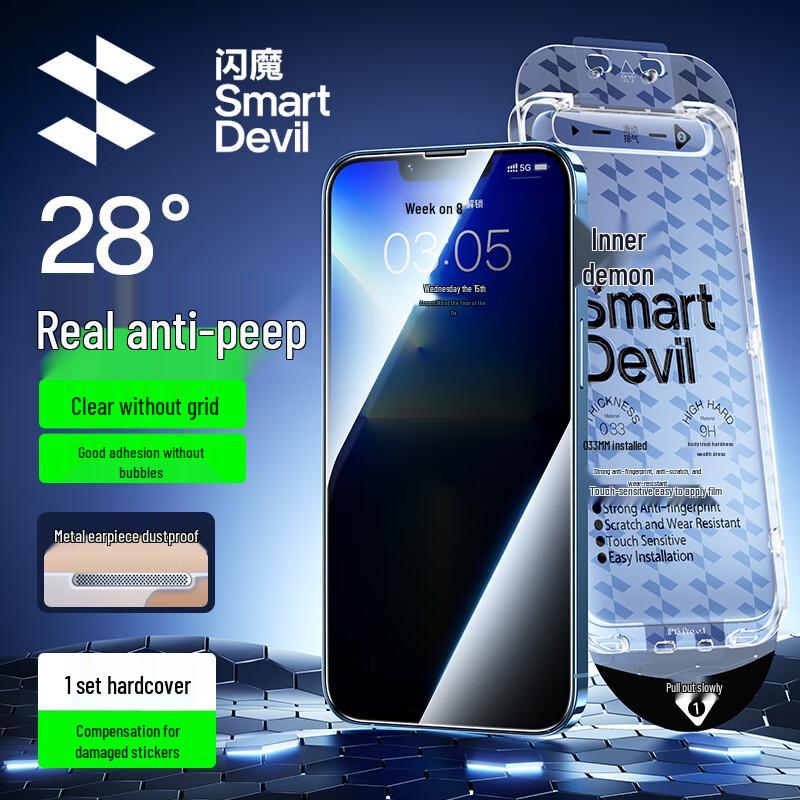 

ShineMore Anti-Peep Tempered Glass Screen Protector for iPhone Full Screen, Dust-Free Auto-Align