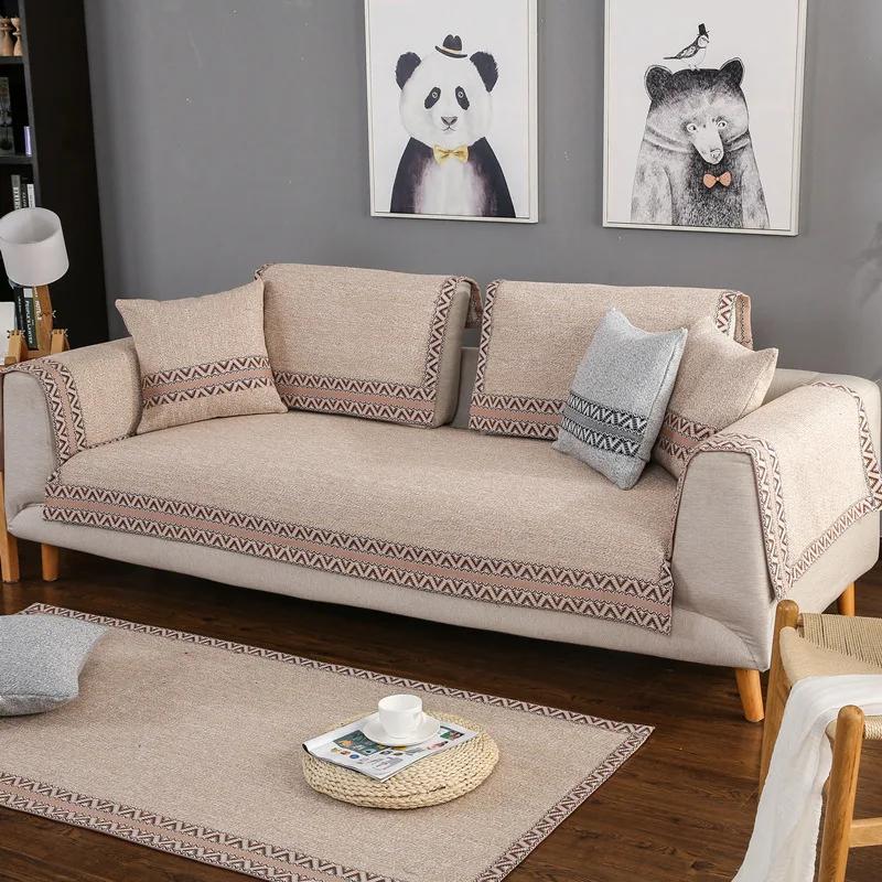 Four Seasons Universal Sofa Cushion Short Plush Towel Solid Color Non-Slip Anti-Cat Scratch Sofa Covers Cloth Towel Home Decor