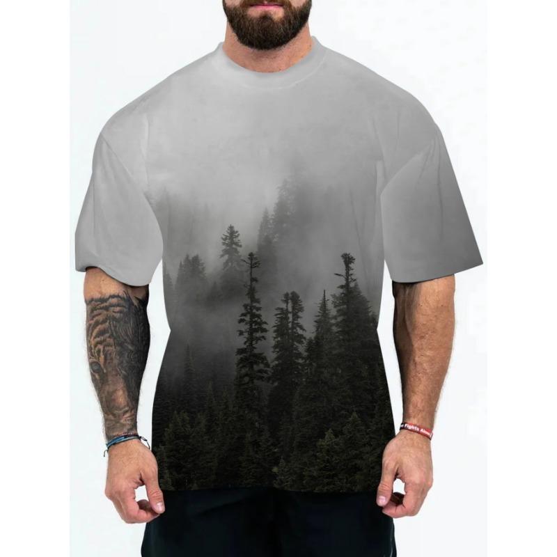 3D Digital Printing of European American Adult Men's T-shirts with Animal Character Patterns