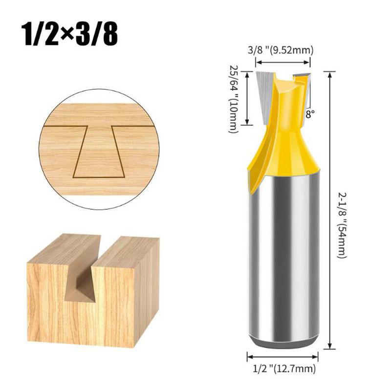 1Pc 6.35mm 12.7mm Shank Dovetail Joint Router Bits Set Dovetail Joint Router Bits Set 14 Degree Milling Cutter For Wood