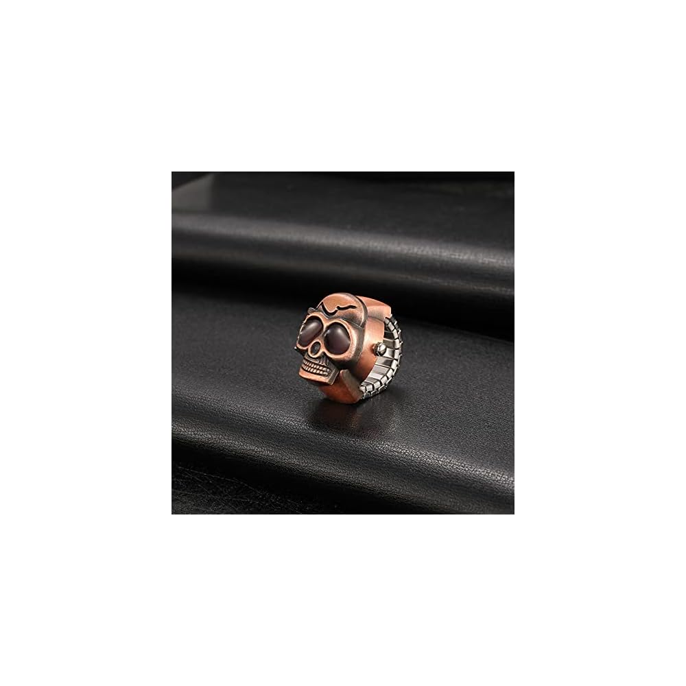 Lancardo Skull Ring Watch Red Analog Free Size Accessory for Men and Women