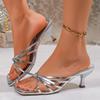 Fashion Open Toe Square Toe French Sandals and Slippers High Heels Women's Shoes 2025 Summer New Fashion Vacation Style Sandals