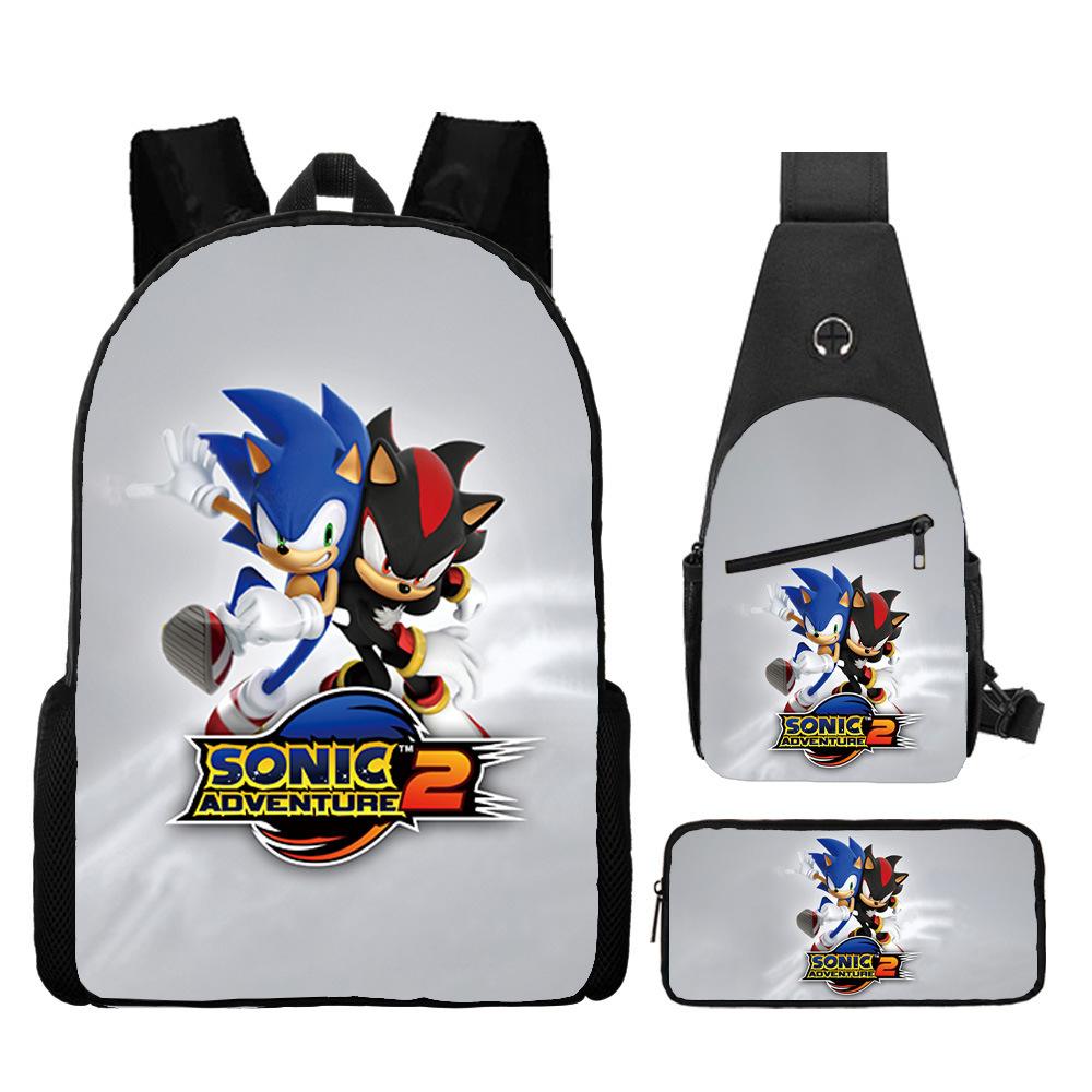 Backpack, Primary School Student Animation Schoolbag, Cartoon Backpack, Satchel, Pencil Bag, Three-Piece Set.