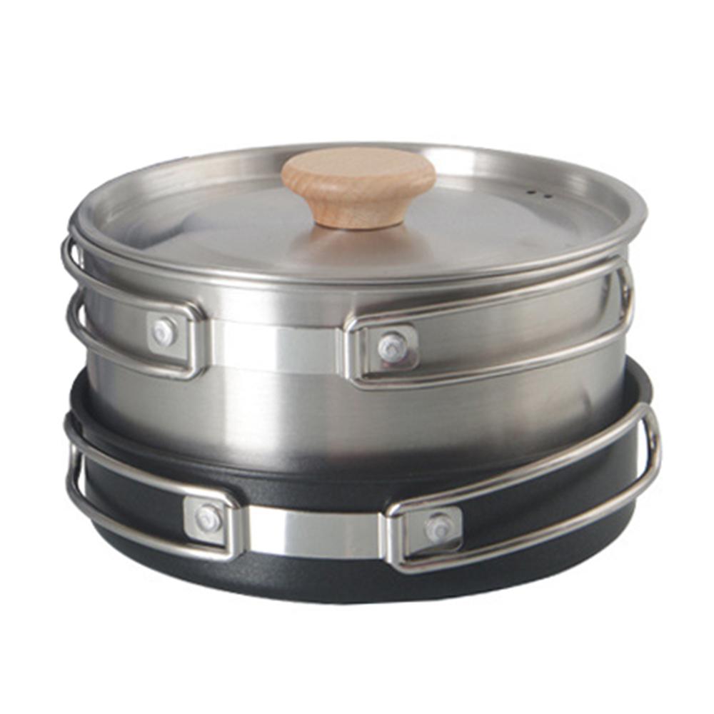 Camping Cookware Set Foldable Backpacking Camping Pots and Pans with Kettle