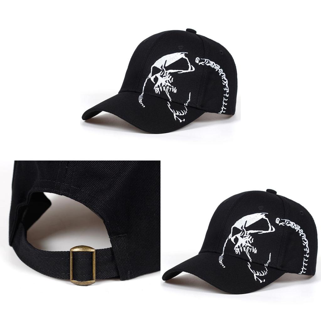 Skull Embroidered Baseball Cap With Adjustable Fit For Outdoor Sports And Sun Protection