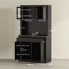 Tall Kitchen Sideboard with 4 Cabinets. 2 Drawers and a Central Shelf. 100x40x180cm. Black