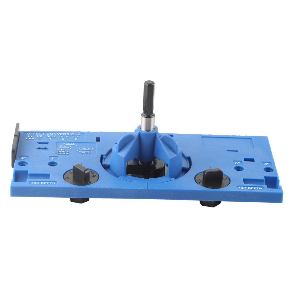 35mm Hinge Boring Jig Woodworking Hinge Hole Drilling Guide Locator with Cutter and 116in Bit Blue