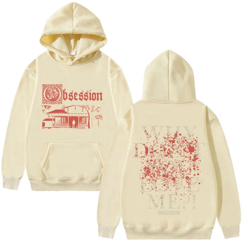 Ossessione Felpa con Cappuccio Horror Gotica Vintage Movie Streetwear Estetica Pullover Grafico Donna Uomo Felpe Trendy Abbigliamento
