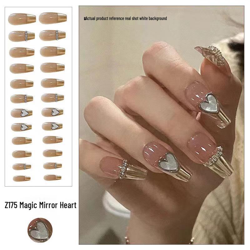 

Французское Волшебное Зеркало Перламутровое Сердце Накладные Ногти: Съемные длинные накладные ногти в милых и пикантных стилях