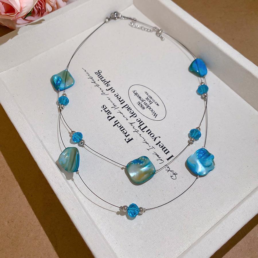 European and American color acrylic shell beaded necklace design sense collarbone chain exaggerated necklace women