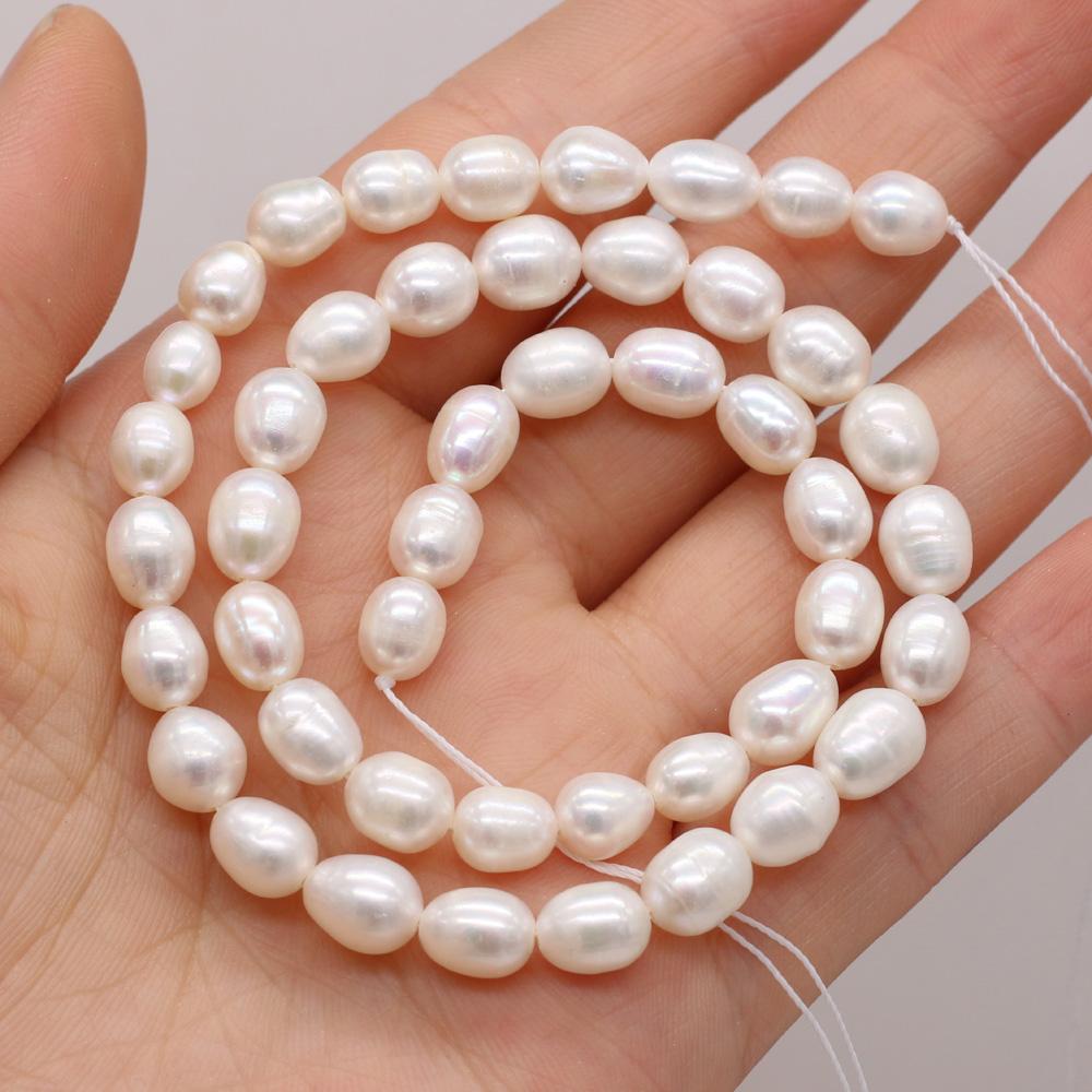1String, AA Natural Freshwater Pearls, Handcrafted Rice-shaped Pearl Beads for DIY Necklaces, Jewelry Making Supplies 36cm
