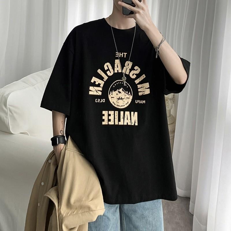M-5XL Summer Men Oversized Korean Loose Vintage Print Short Sleeve Versatile T-shirt