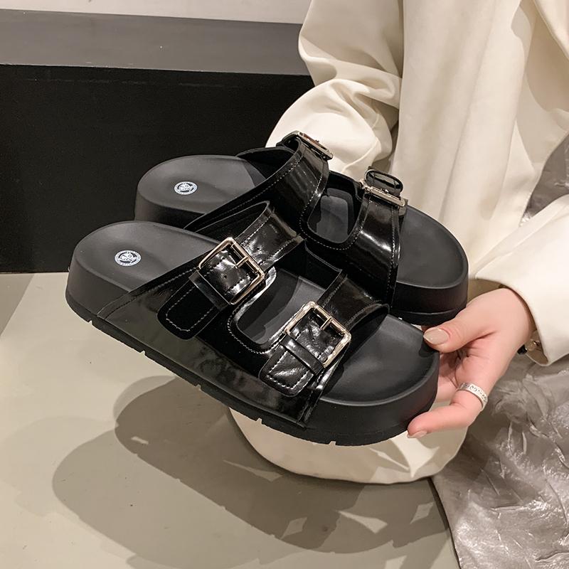 Fashion Flat Women's Slippers 2025  Fashion Luxury Double Buckle Platform Sandals Summer Casual Comfortable Outdoor Beach Women's Shoes