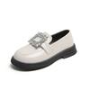 Girls Square Rhinestone Loafers Patent Leather Slip On Shoes for Children Black Loafer Platform Oxford Shoes Kids Flats