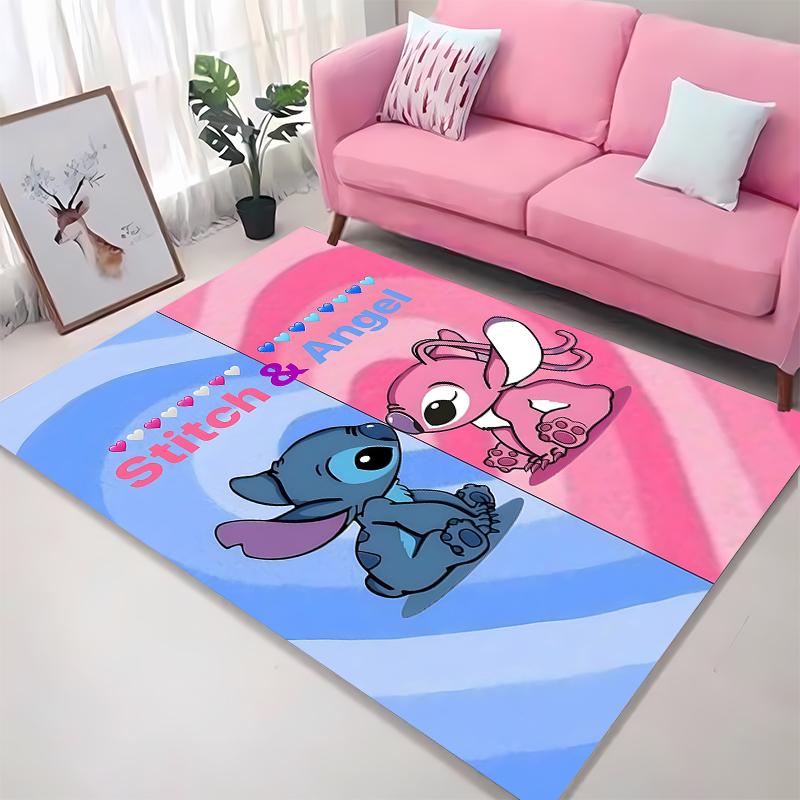 3D Stich Engel Liebe Rosa Zimmerteppich Straßenmode Teppich Schlafzimmer Wohnzimmer Fußmatte Heimdekoration Rutschfeste Fußmatten Potdemiel