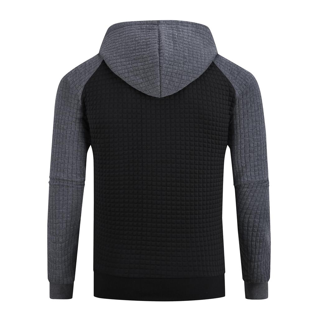 Men's Plaid Zip Up Hoodie Long Sleeve Drawstring Casual Athletic Sweatshirt Jacket