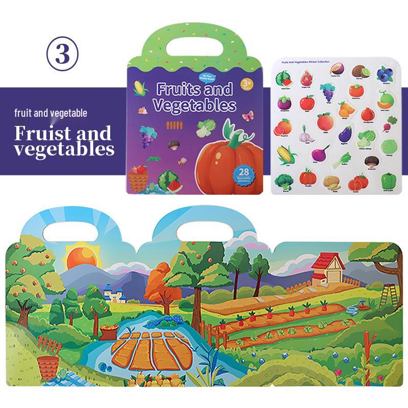 Washable Educational Sticker Book for Early Education: 10 Fun Themes for Toddlers and Kindergarten