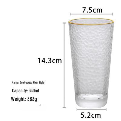 Tasses à Eau et à Thé en Verre Embossé à Bord Doré Shangqi (Lot de 2)
