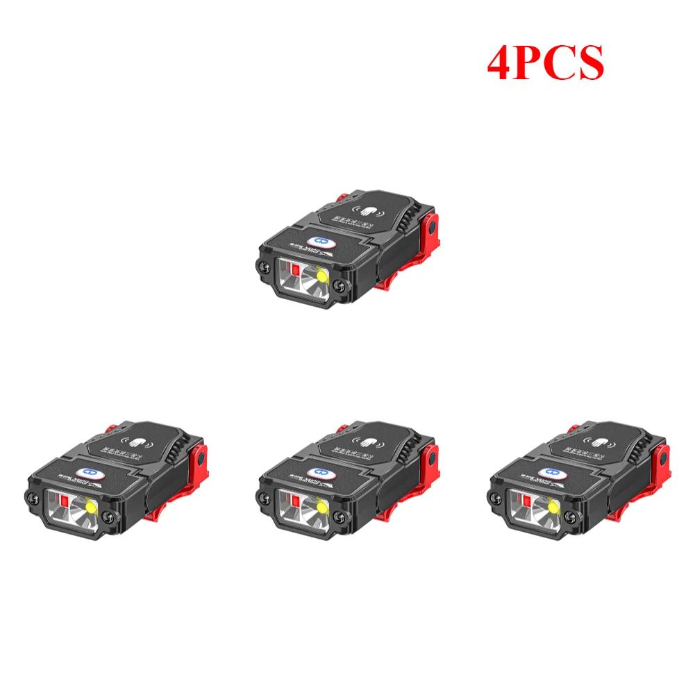 1-10pcs LED Sensor Headlamp USB Rechargeable Hat Clip Cap Light Torch Camping Headlamp Work Light For Hiking Fishing Headlight