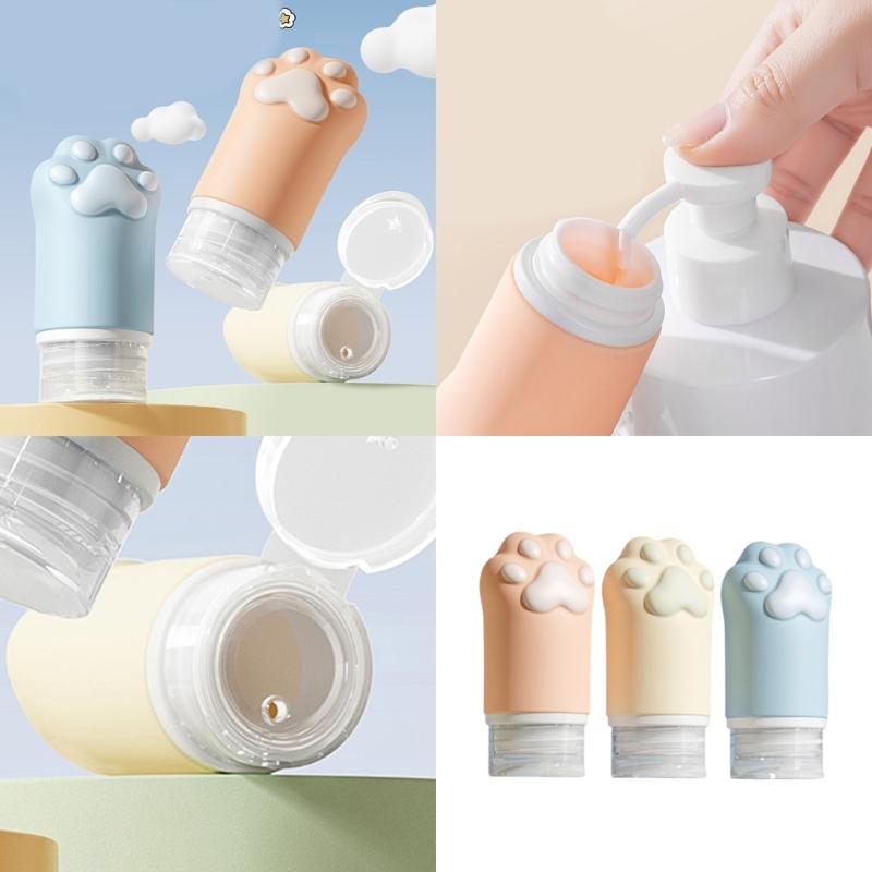 Soft Durability Silicone Cats Paw Shaped Portable Lotion Bottle Leakproof Cosmetic Dispenser Container For Travel Gym Use