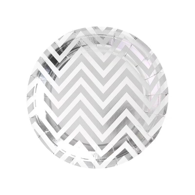OIMG 9-inch Disposable Silver Wave Paper Plates