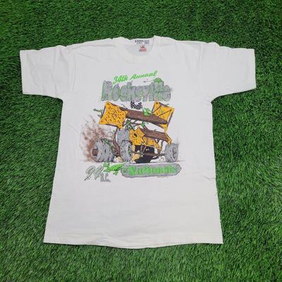 Vintage 1994 Rocksville Racing Car Shirt M/L 20x28 White USA