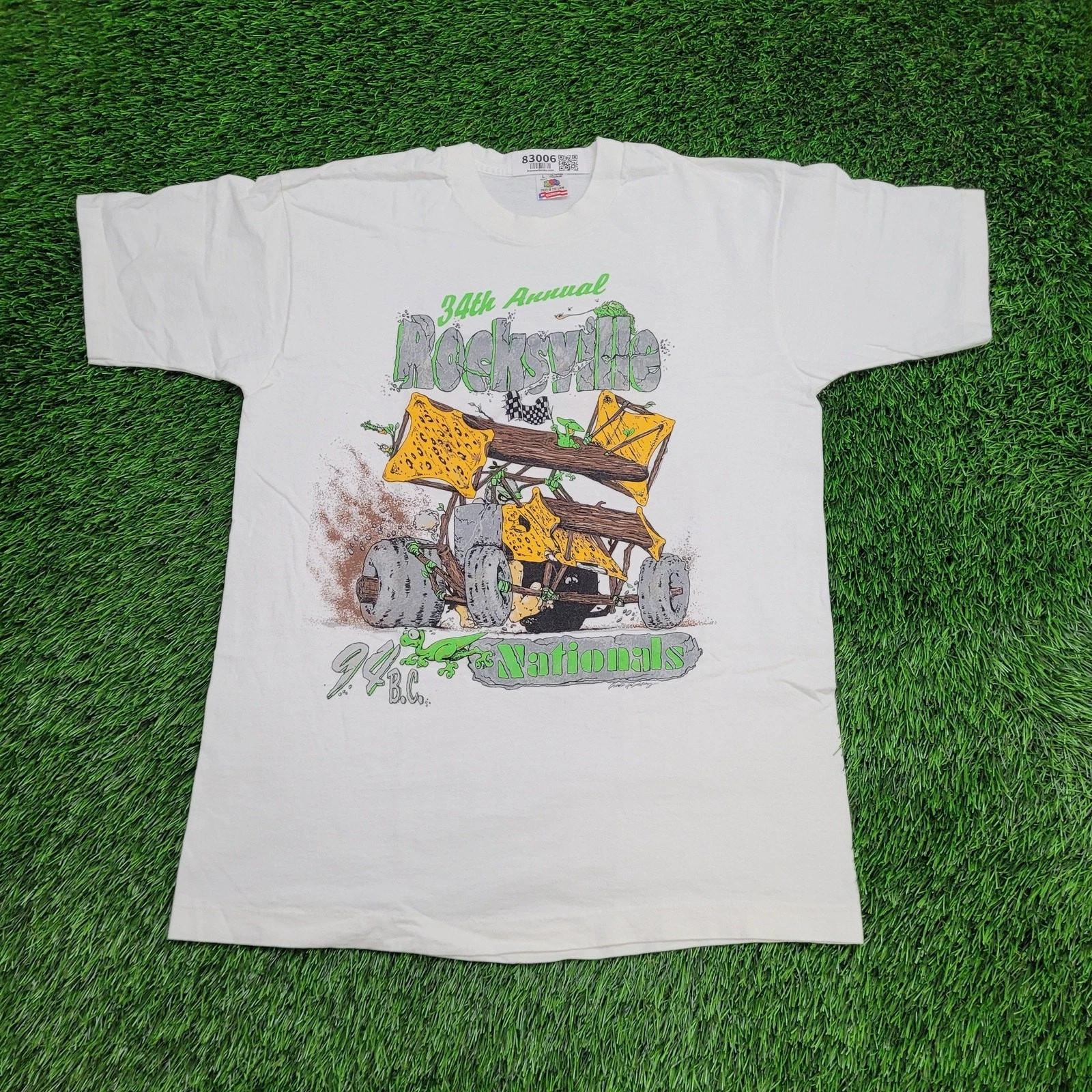 

Vintage 1994 Rocksville Racing Car Shirt M/L 20x28 White USA S