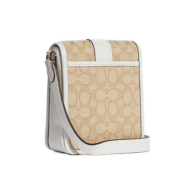 New COACH N/S Iconic Jacquard With Refined Pebbled Leather Chambray Shoulder Bag, Crossbody Bag Trumpets Women's C8321-IMDQC