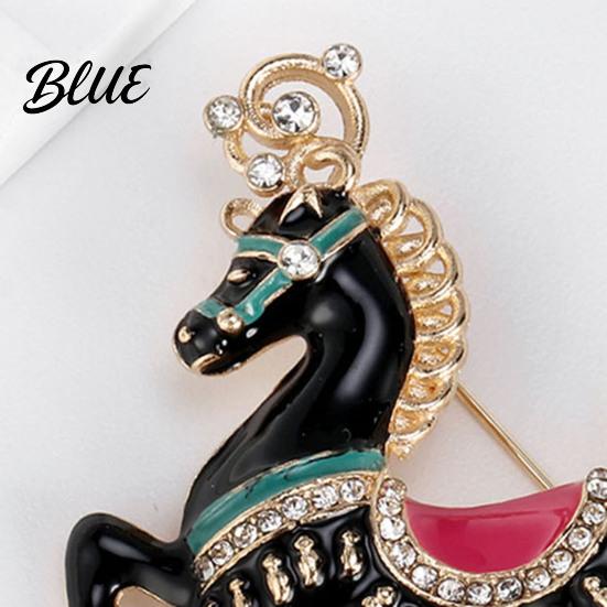 Shiny Enamel Horse Brooch Cute Rhinestone Lapel Pin Alloy Animal