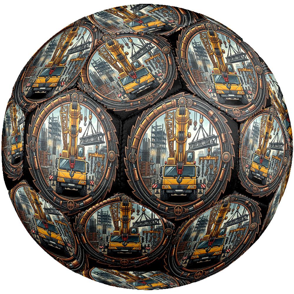Construction Crane Emblem Round Football Size 5 Adult Ball Suitable for Training Matches and Outdoor Team.