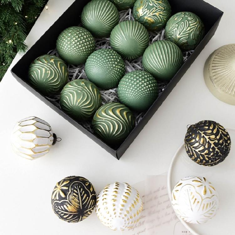 12Pcs Shimmering Christmas Ball Ornament 8cm Shatterproof Christmas Baubles Hanging Decorations for Tree Wreath Mantels