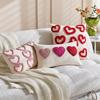 1pc Valentines Lumbar Gift Pillow Case Embroidery Heart Love Throw Cushion Case for Home Bedroom Sofa Couch Wedding Decoration