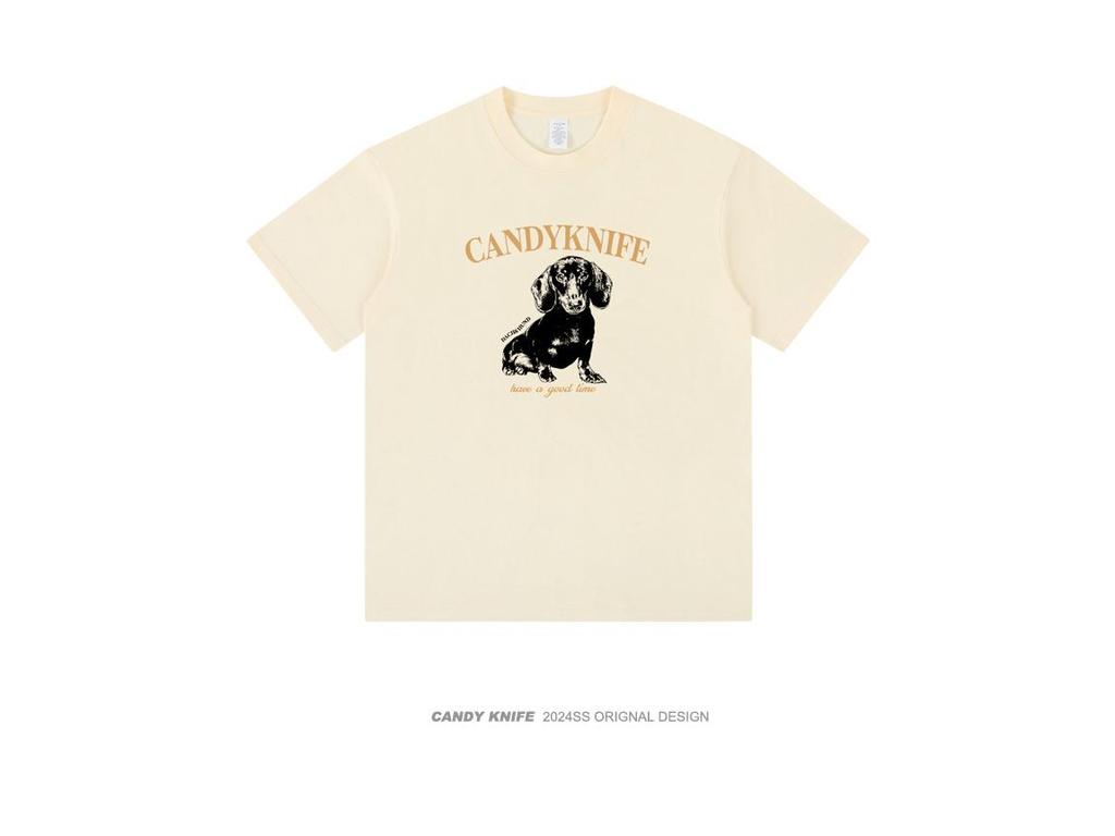 Women's Summer Chic Puppy Print Cotton T-Shirt