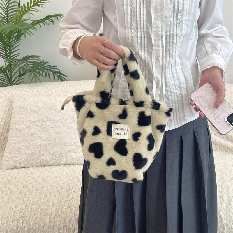 11 Winter fashion plush women's bags, new cute polka dot handbags, commuting handbags to work