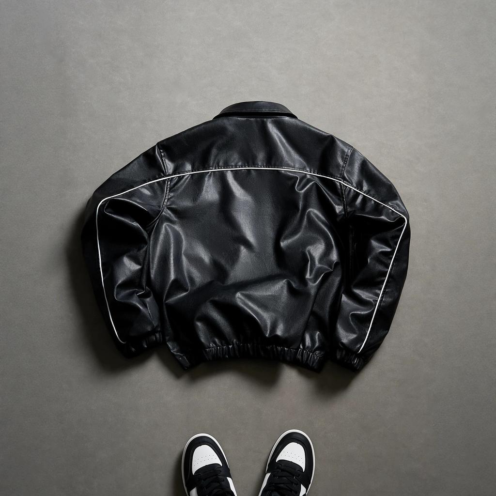 European size men's leather jacket jacket men's fashion slim-fit locomotive clothing pu leather casual top