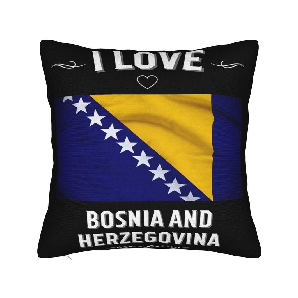 Decorative Pillowcase Bosnia and Herzegovina Flag Merchandise Home Throw Pillow Case Cover Zippered Multi-Size