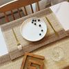 INS-style Paper Rope Woven Placemat, Color-block Holiday Decorative Mat Creative Paper and Jute Blended Heat-resistant Table Mat