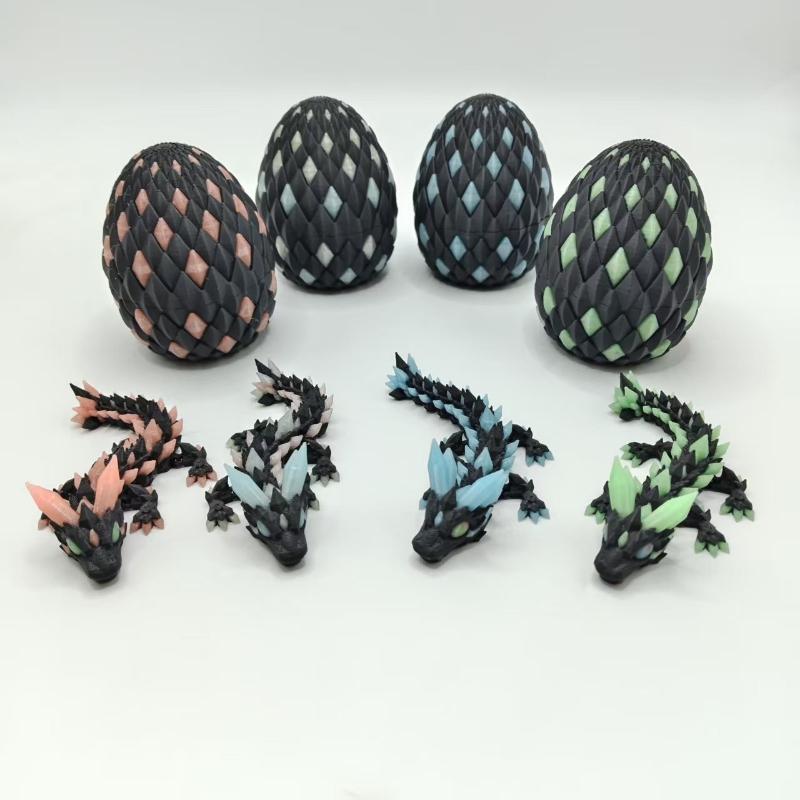 3D Printed Colorful Luminous Crystal Dragon Toy Joint Movable Simulation Animal Gemstone Dragon Model Desktop Decor Decoration