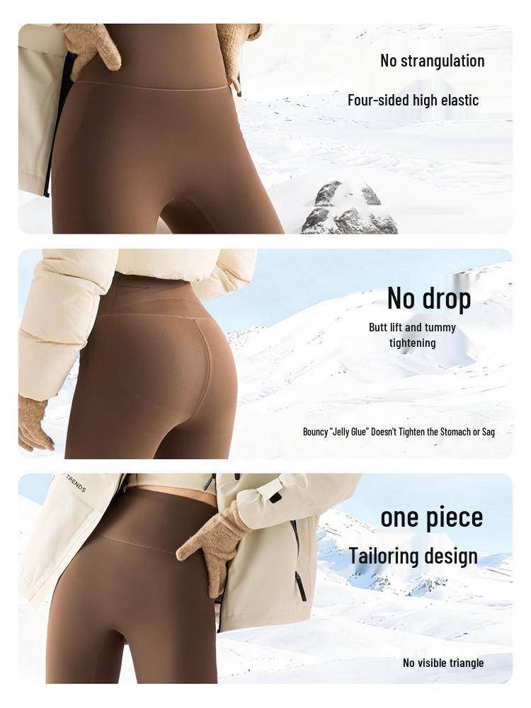 Women's Thickened Yoga Shark Pants - Winter 2025 Hip-Lifting Coffee Color Outerwear