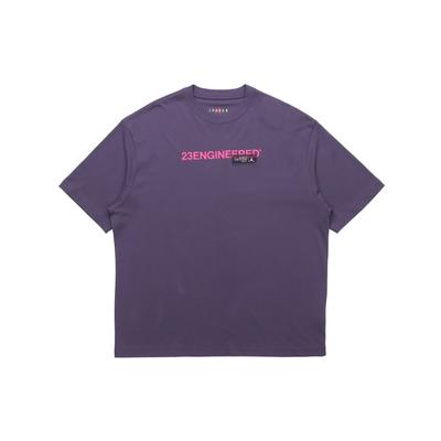 23 Engineered Letter Print Crewneck T-Shirt Men Tops Purple CZ5182-573