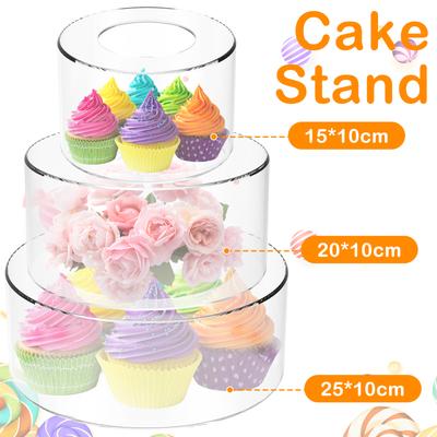 Befüllbarer Acryl-Kuchenständer Transparenter Erhöher Zylinder Kuchenausstellung DIY Deko Kuchenhalter für Hochzeit Geburtstagsparty 15/20/25cm