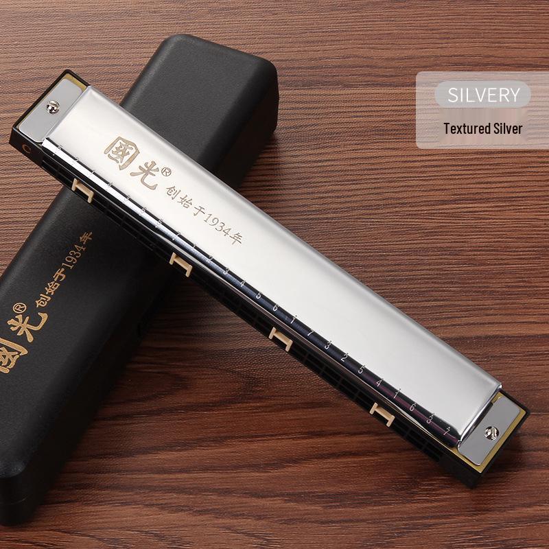 Guoguang 24-Hole C Key Double Reed Harmonica - Beginner Wind Instrument for All Ages