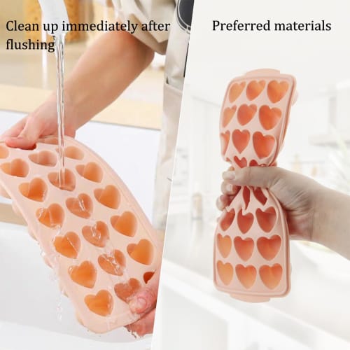 Gevrkjenp Heart-Shaped Ice Cube Tray, Heart Ice Cube Shape - Heart-Shaped Ice Tray for Freezers, 24-Grid Ice Tray with Lid for Easy Removal, Mini Hear